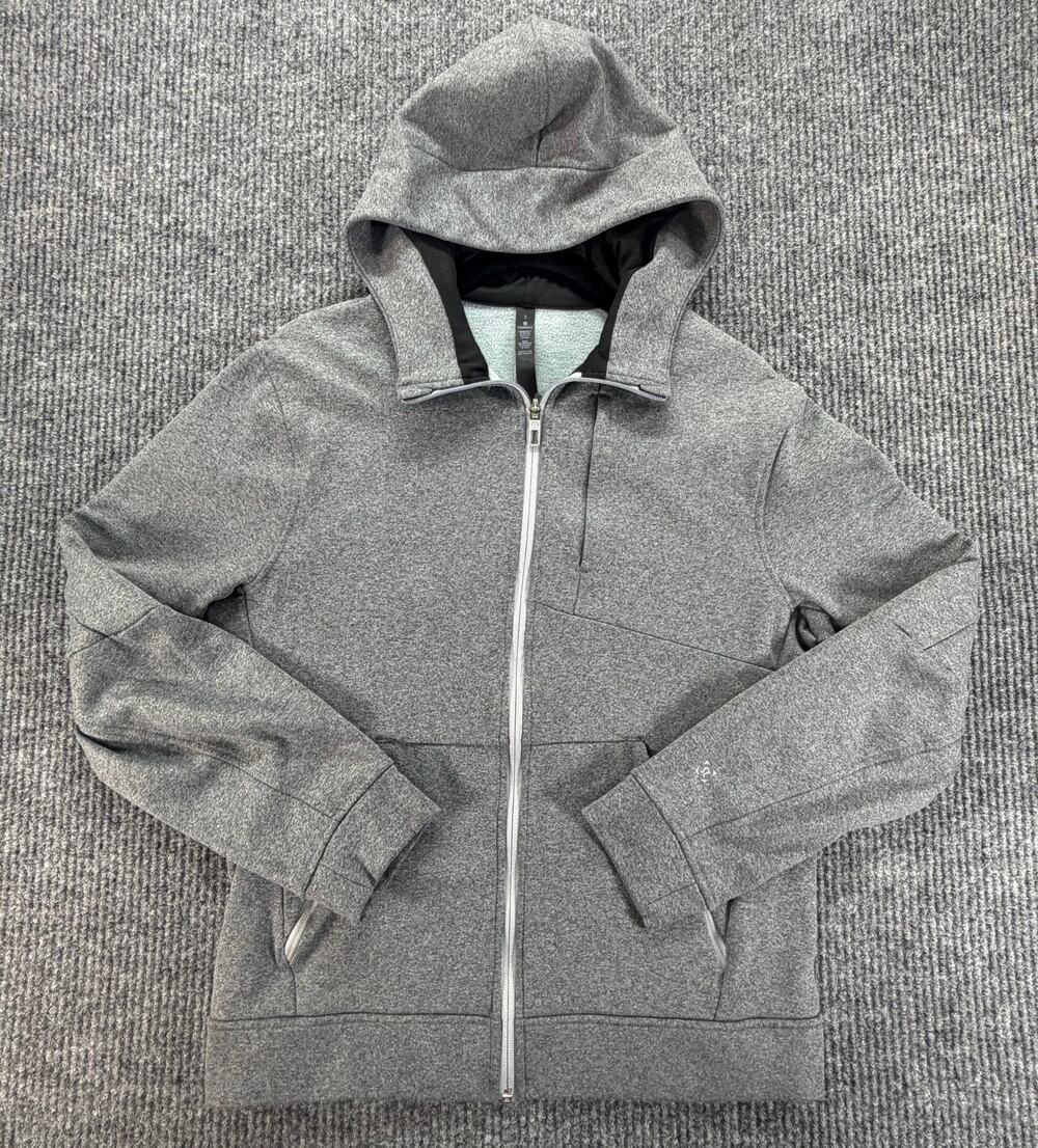 Lululemon Women’s S Gray Full Zip Hooded Jacket Thumbholes Logo Activewear